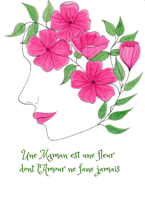 carte Fleurs roses, une caresse pour maman 