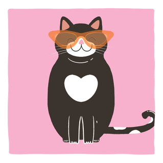 carte Chat heureux en vacances avec lunettes de soleil 