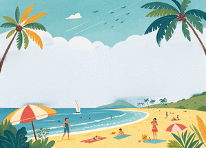 carte Plage paradisiaque et soleil d'été 