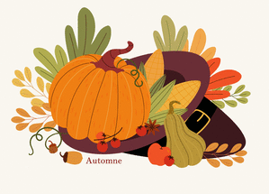 carte Citrouille festive et couleurs d'automne 