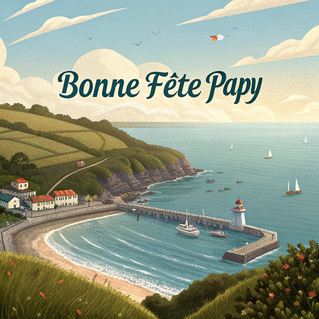 carte Papy en bord de mer pour une fête joyeuse 