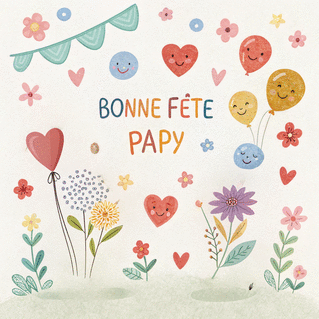 carte Fête joyeuse et colorée pour Papi chéri 