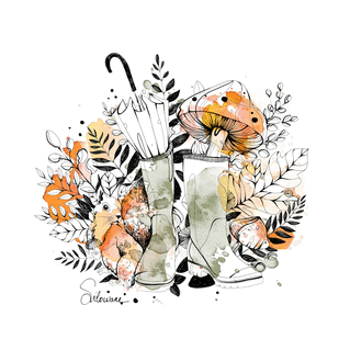 carte Bottes de pluie et champignons d'automne 