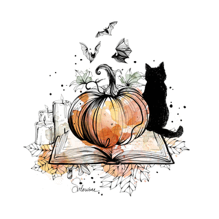 carte Citrouille magique et chat mystérieux d'Halloween 