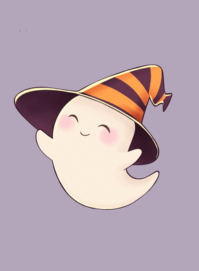 carte Fantôme joyeux en chapeau de sorcière 