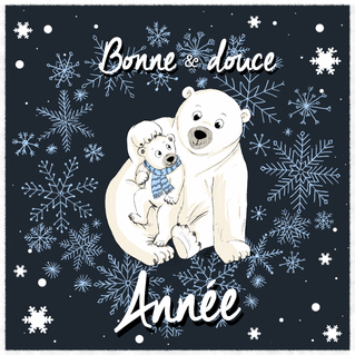 carte Ours polaires c&acirc;lins pour une douce ann&eacute;e 2026 