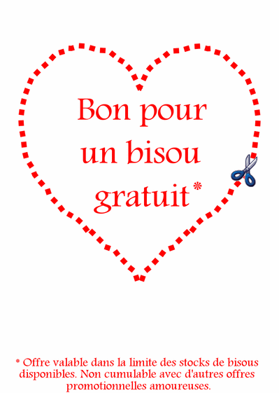 Carte Bon Pour Un Bisou Gratuit : Envoyer une Carte St 