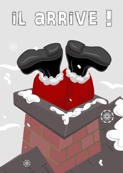 Le père Noël est coincé dans la cheminée