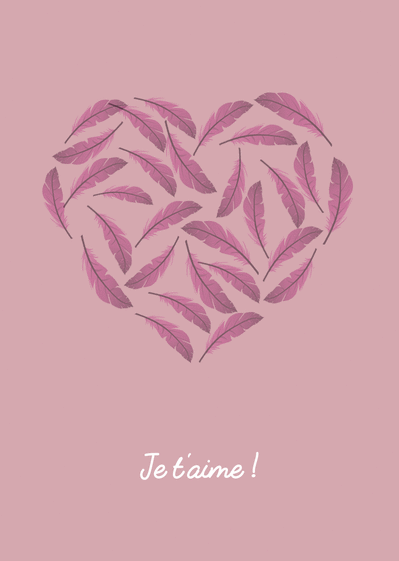Carte Je T`aime Un Coeur En Plumes : Envoyer une Carte 