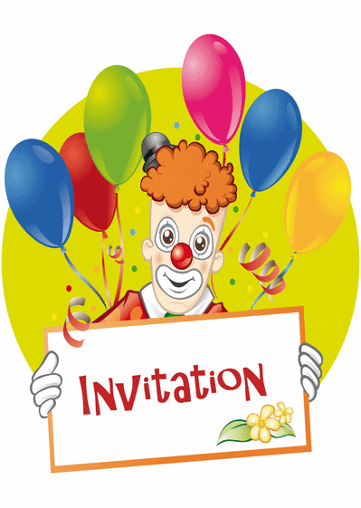 Carte Clown Rigolo Invitation Anniversaire : Envoyer une 