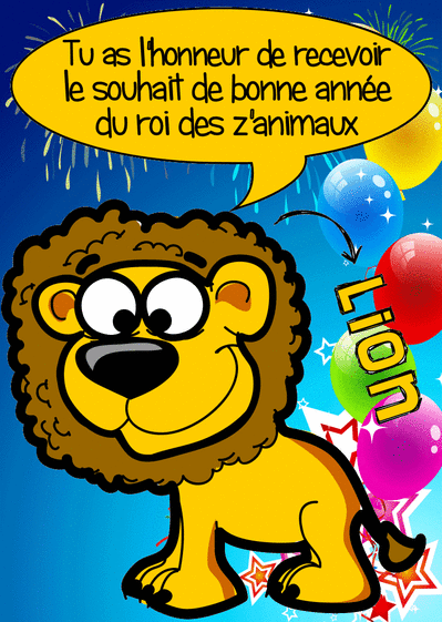 Lion Cartoon Personnalisé Anniversaire Carte de vœux
