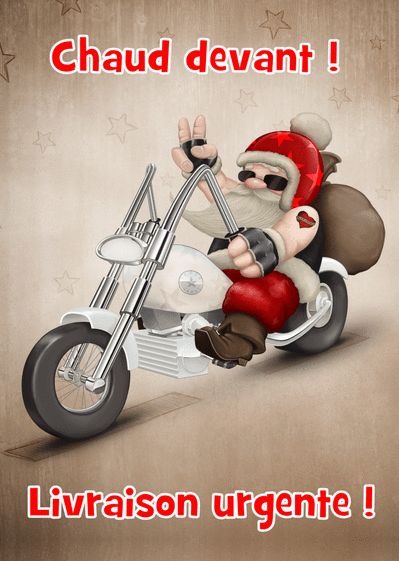 Le père Noël livre en moto