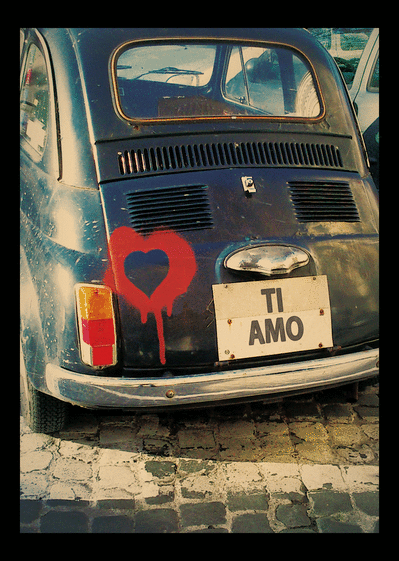 Carte Ti Amo Sur Une Vieille Fiat 500 : Envoyer une Carte 