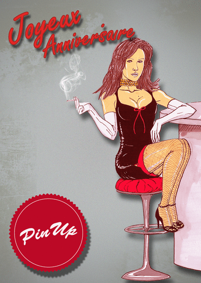 Carte Pin Up Joyeux Anniversaire Accoudee A Un Bar Envoyer Une Carte Anniversaire Pin Up Des 0 99 Merci Facteur