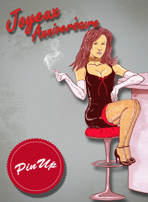 carte anniversaire pin up Carte Pin Up Joyeux Anniversaire Accoudee A Un Bar Envoyer Une carte anniversaire pin up
