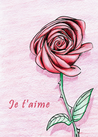 Carte Je T'aime Dessin D'une Rose : Envoyer une Carte 
