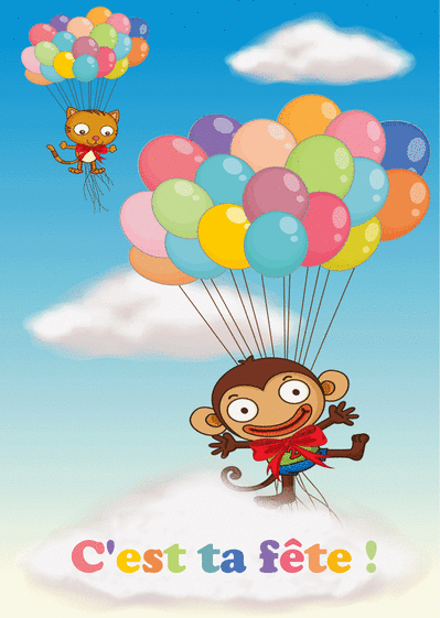 Carte Des Ballons C'est Ta Fête : Envoyer une Carte Bonne 