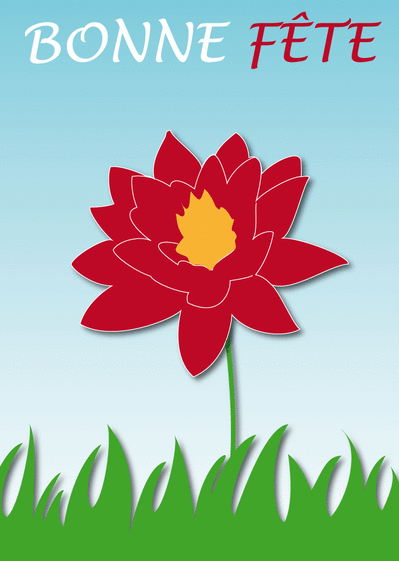 Carte Bonne Fête Grosse Fleur Rouge : Envoyer une Carte 
