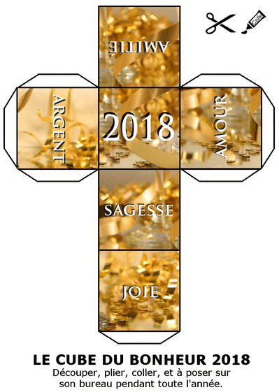 Carte Le Cube Du Bonheur Pour La Nouvelle Année 2019 