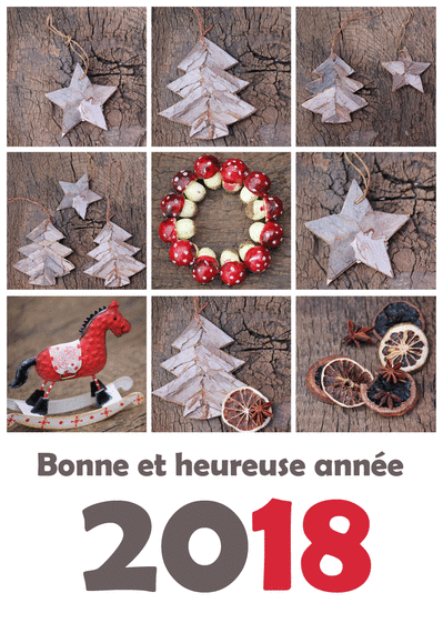 Carte Bonne Et Heureuse Année Décorations En Bois 