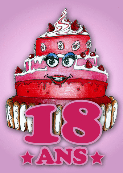 Carte Gateau Rose Pour Ses 18 Ans Envoyer Une Vraie Carte Anniversaire 18 Ans Des 0 99 Merci Facteur