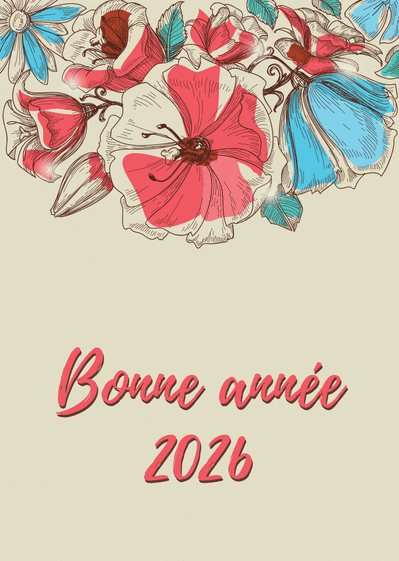 Voeux colorés pour une année 2026 florale - envoi rapide