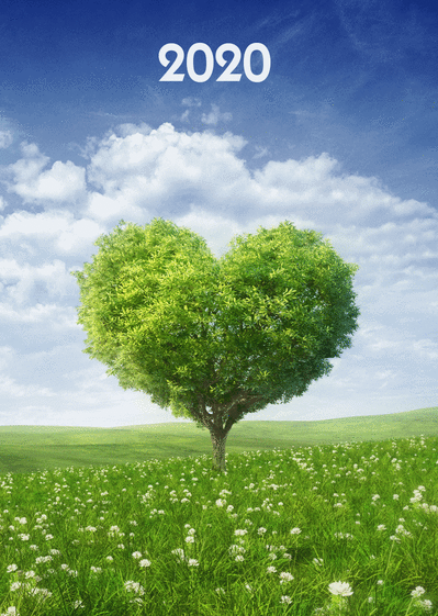 Carte Un Coeur D`arbre Pour La Nouvelle Année 2020 