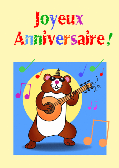 Carte Hamster Musicien Envoyer Une Vraie Carte Anniversaire Enfant Des 0 99 Merci Facteur