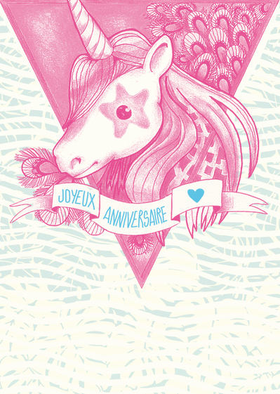 Carte Joyeux Anniversaire Licorne Rose Envoyer Une Vraie Carte Anniversaire Enfant Des 0 99 Merci Facteur