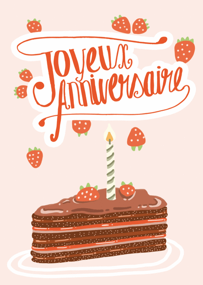 Carte Gâteau D'anniversaire Au Chocolat Et Aux Fraises 