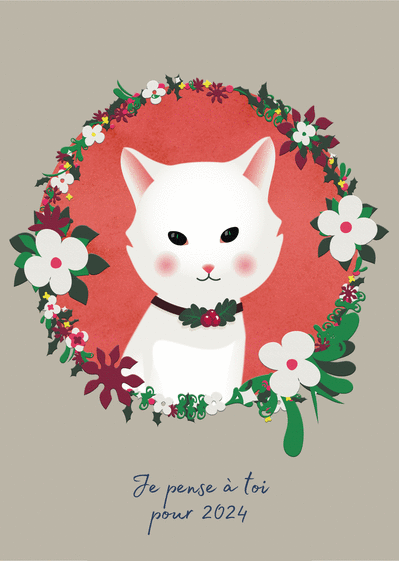 Carte Je Pense A Toi Petit Chat Blanc Envoyer Une Vraie Carte De Voeux 22 Avec Des Fleurs Des 0 99 Merci Facteur
