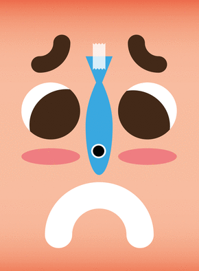 carte Visage triste avec un poisson en détresse 