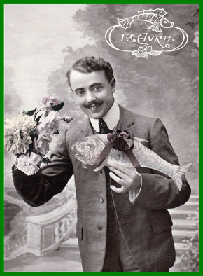 carte Homme élégant avec un poisson amusant 