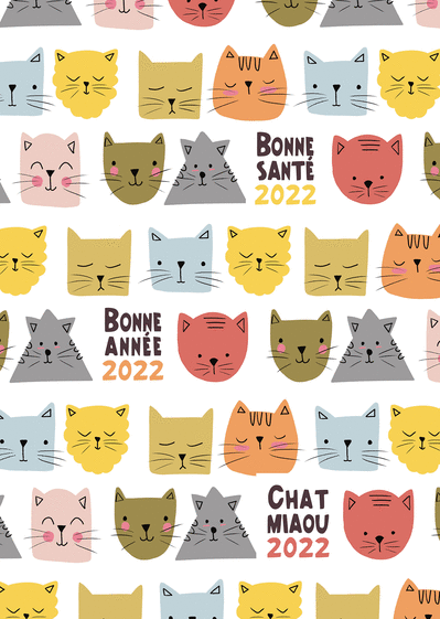 Carte Chat Miaou Bonne Annee 22 Bonne Sante Envoyer Une Vraie Carte De Voeux 22 Chat Mignon Des 0 99 Merci Facteur