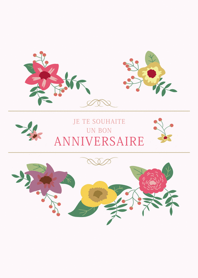 Carte Joyeux Anniversaire Entoure De Fleurs Envoyer Une Vraie Carte Anniversaire Fleurs Des 0 99 Merci Facteur