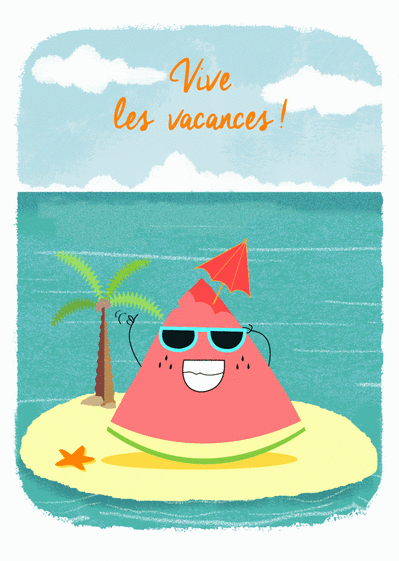 Carte Postale Les Vacances De Pasteque Envoyer Une Vraie Carte Postale De Juillet Et D Ete Des 0 99 Merci Facteur