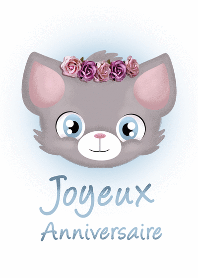 Carte Anniversaire Chat Avec Couronne De Fleur Envoyer Une Vraie Carte Anniversaire Enfant Des 0 99 Merci Facteur