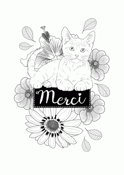 Carte Coloriage De Remerciement Chaton Envoyer Une Vraie Carte Remerciement Des 0 99 Merci Facteur