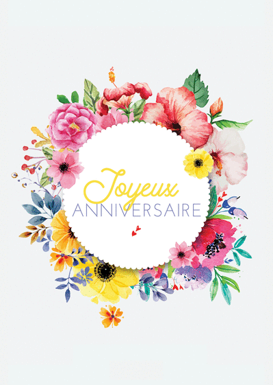 Carte Joyeux Anniversaire Entouré De Fleurs : Envoyer une 