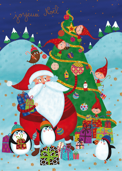 Carte Le Pere Noel Et Ses Amis Envoyer Une Vraie Carte De Noel Enfant Des 0 99 Merci Facteur