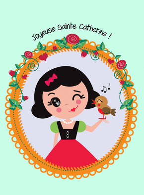 carte Sainte Catherine à la fête des fleurs 