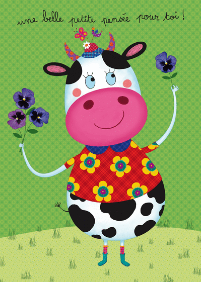 Carte Belle Petite Pensee De La Vache Envoyer Une Vraie Carte Pour Dire Bonjour Des 0 99 Merci Facteur