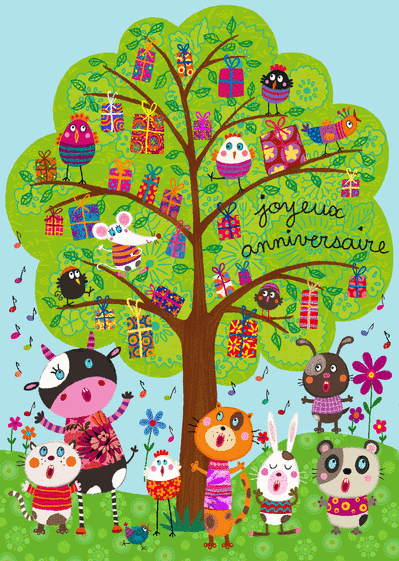 Carte L Arbre Aux Cadeaux D Anniversaire Envoyer Une Vraie Carte Anniversaire Enfant Des 0 99 Merci Facteur