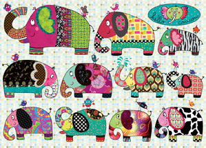 Bande d`&eacute;l&eacute;phants multicolores