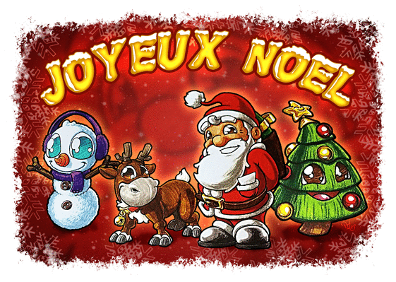 Carte 4 Personnages Pour Un Joyeux Noel Envoyer Une Vraie Carte De Noel Enfant Des 0 99 Merci Facteur