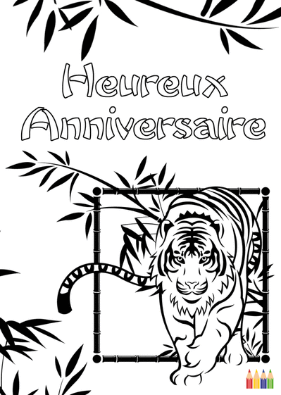 602 coloriage anniversaire tigre