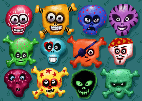 Carte Tetes De Mort Rigolotes Envoyer Une Vraie Carte Halloween Pour Enfant Des 0 99 Merci Facteur