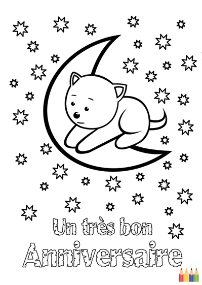 Carte Coloriage Chaton Envoyer Une Carte Anniversaire Enfant Des 0 99 Merci Facteur