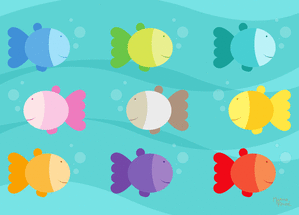 carte Poissons colorés pour un 1er avril amusant 