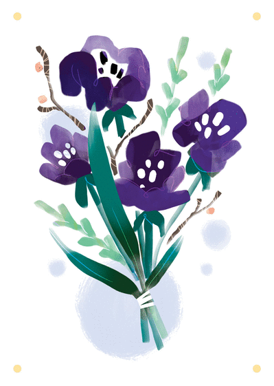 Carte Fleurs Violettes à L`aquarelle : Envoyer une vraie Carte Condoléances  Fleurs dès 0,99€ - Merci Facteur